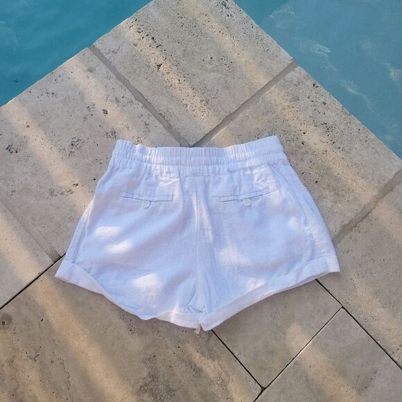 White linen blend shorts, Small - Picture 2 of 5
